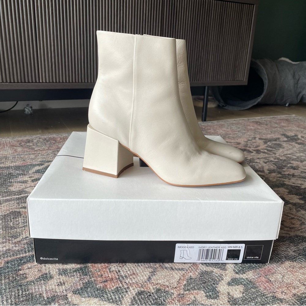 Dolce Vita Cream Heeled Boots - Picture 2 of 11